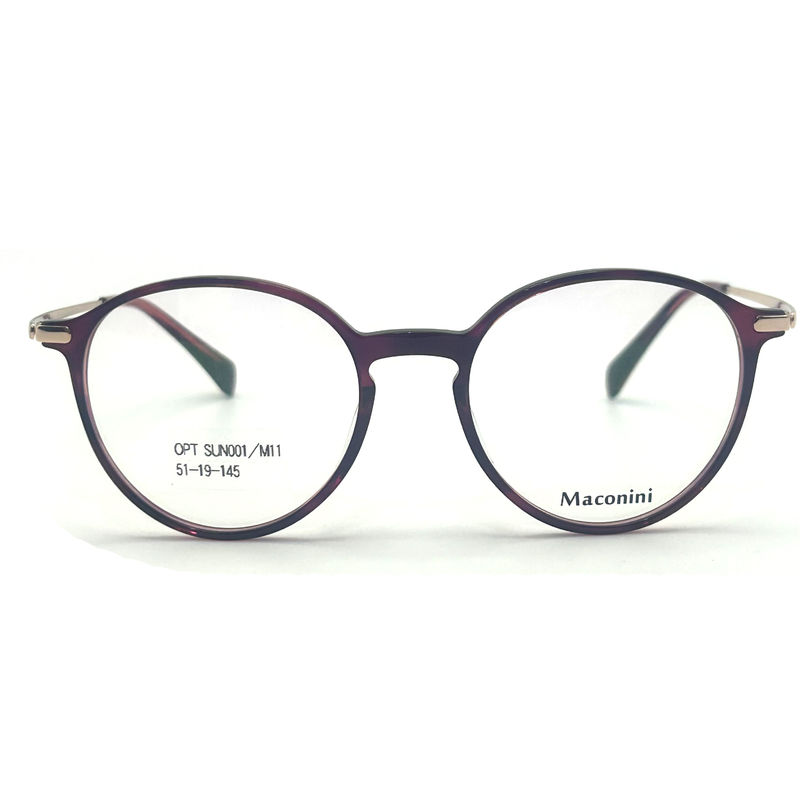 OPT SUN001 Acetate khung quang với độ đàn hồi cao đền thờ phong cách phong cách tròn thời trang