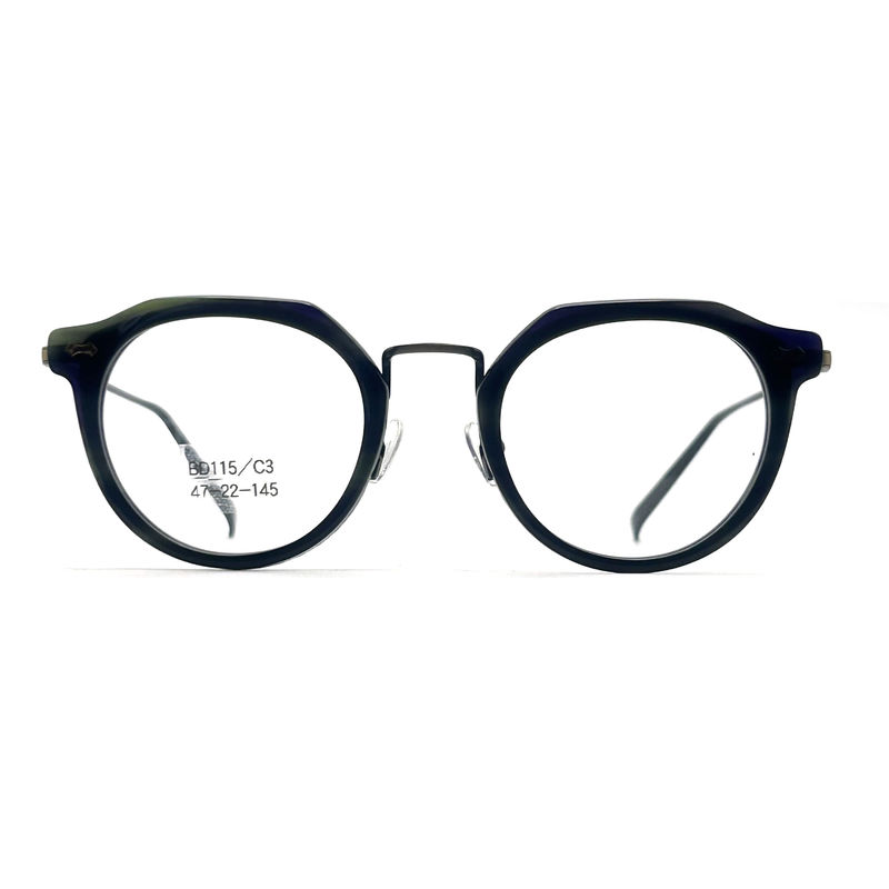 BD115 Màu sắc tùy chỉnh khung kim loại Acetate vuông - Thiết kế vuông Màu sắc sống động