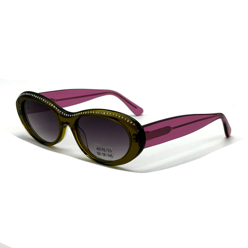Acetate Sheet Frame Women Classic Butterfly Sunglasses với Strass-AS119,ODM / OEM Factory